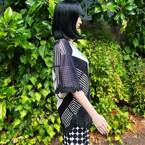 1960s Loubella Mixed Print Tassle Top - Picture 2 of 6